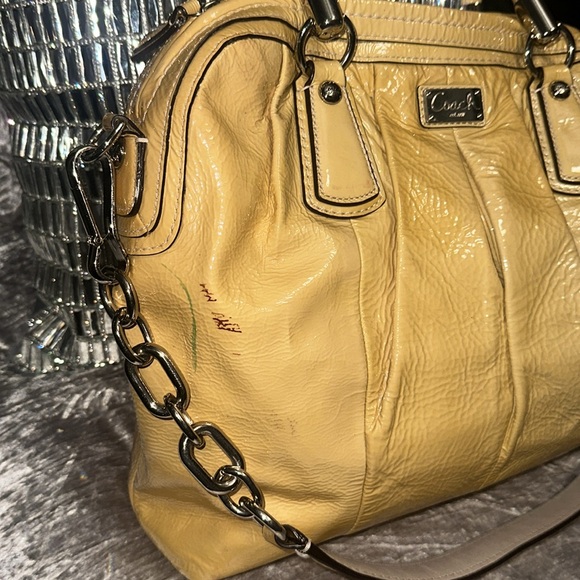 Coach Kristin Yellow Patent Leather Satchel Shoulder Bag - Picture 5 of 16